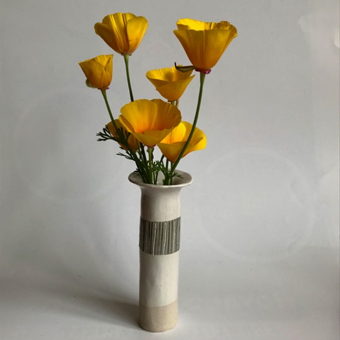 Small tube vase green vertical lines £17.50